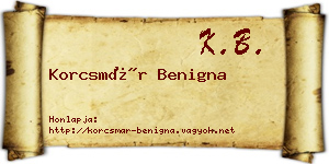 Korcsmár Benigna névjegykártya